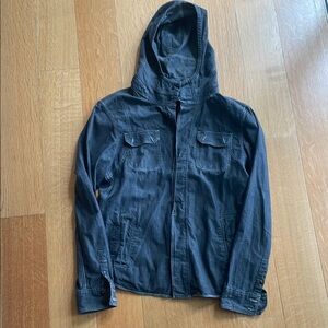 AllSaints Men's Grey Hooded Shirt Jacket or overshirt